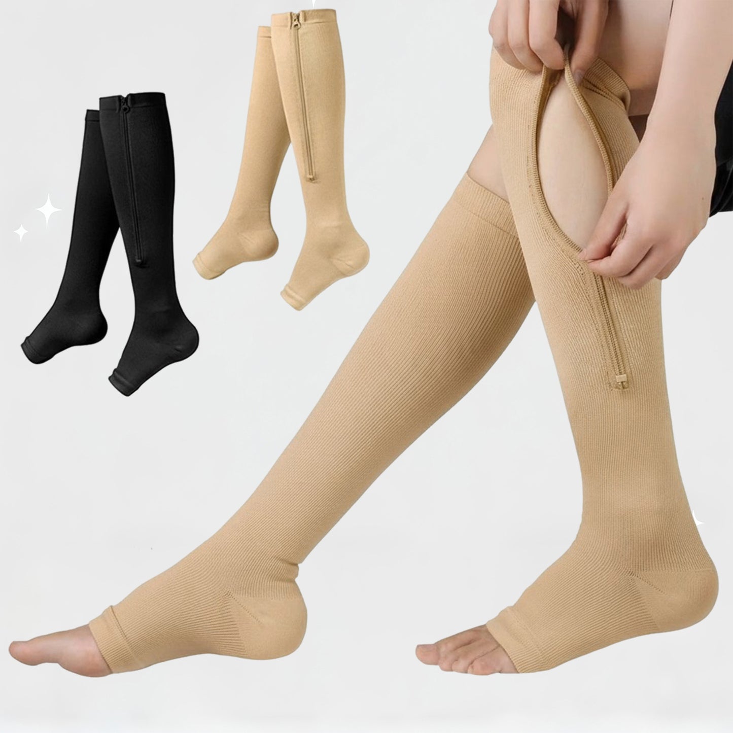 Compression Zip Socks for Nurses & Runners – Easy-On Support