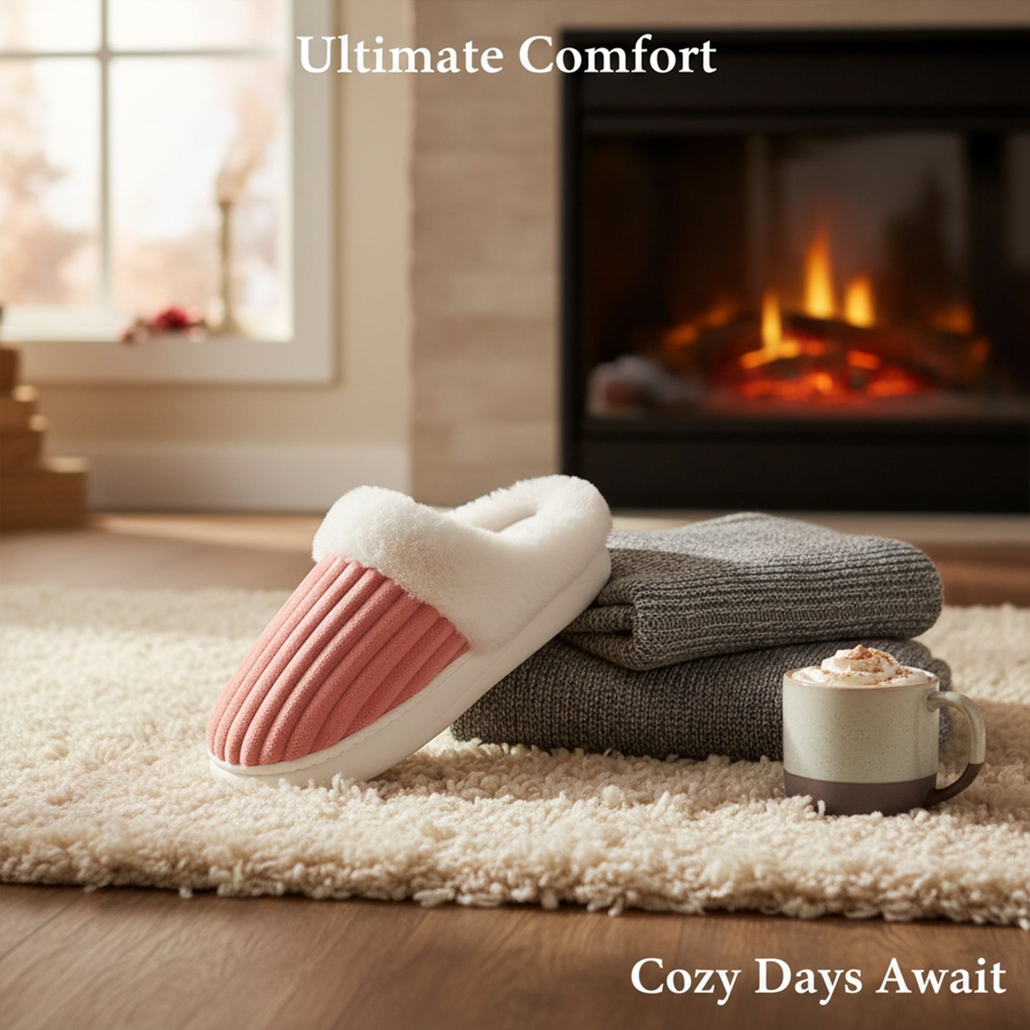 Slip-On Cozy Winter Slides – Warm, Soft & Easy Wear