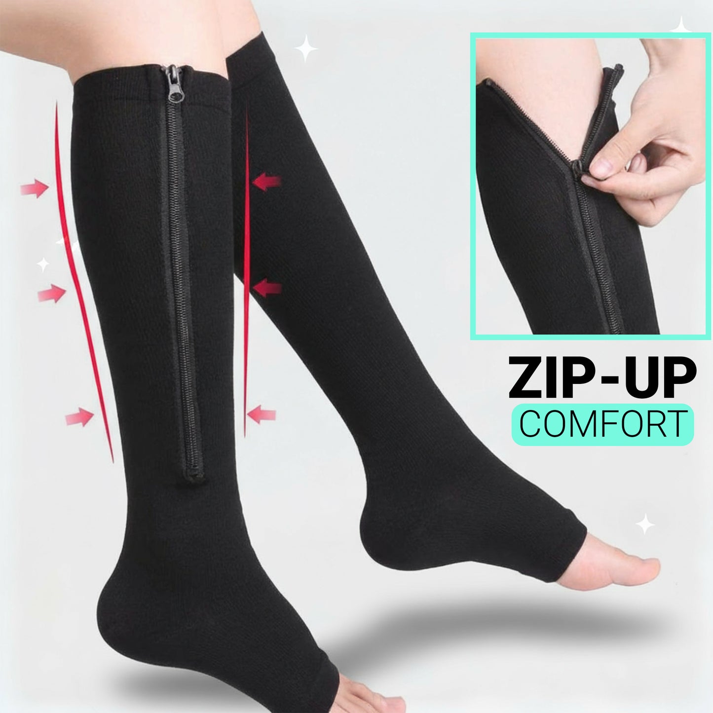 Compression Zip Socks for Nurses & Runners – Easy-On Support