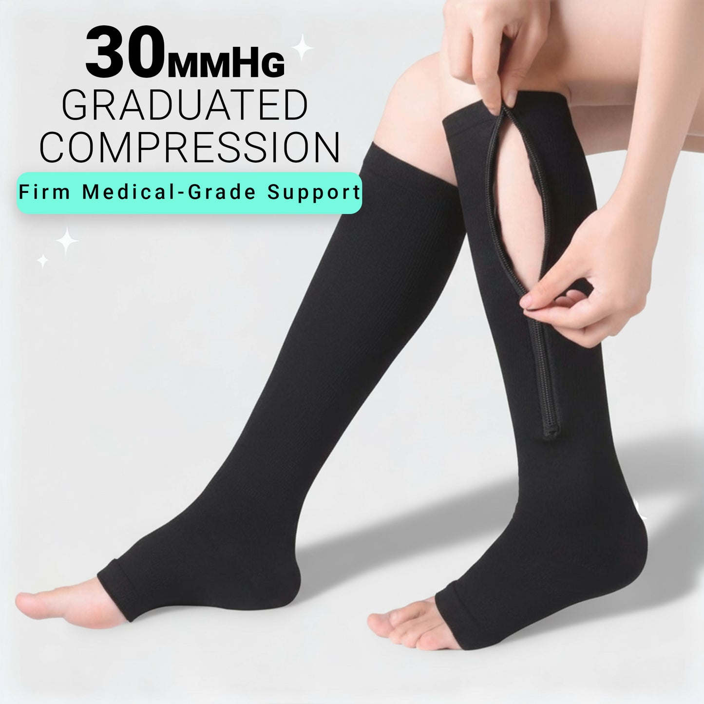 Compression Zip Socks for Nurses & Runners – Easy-On Support