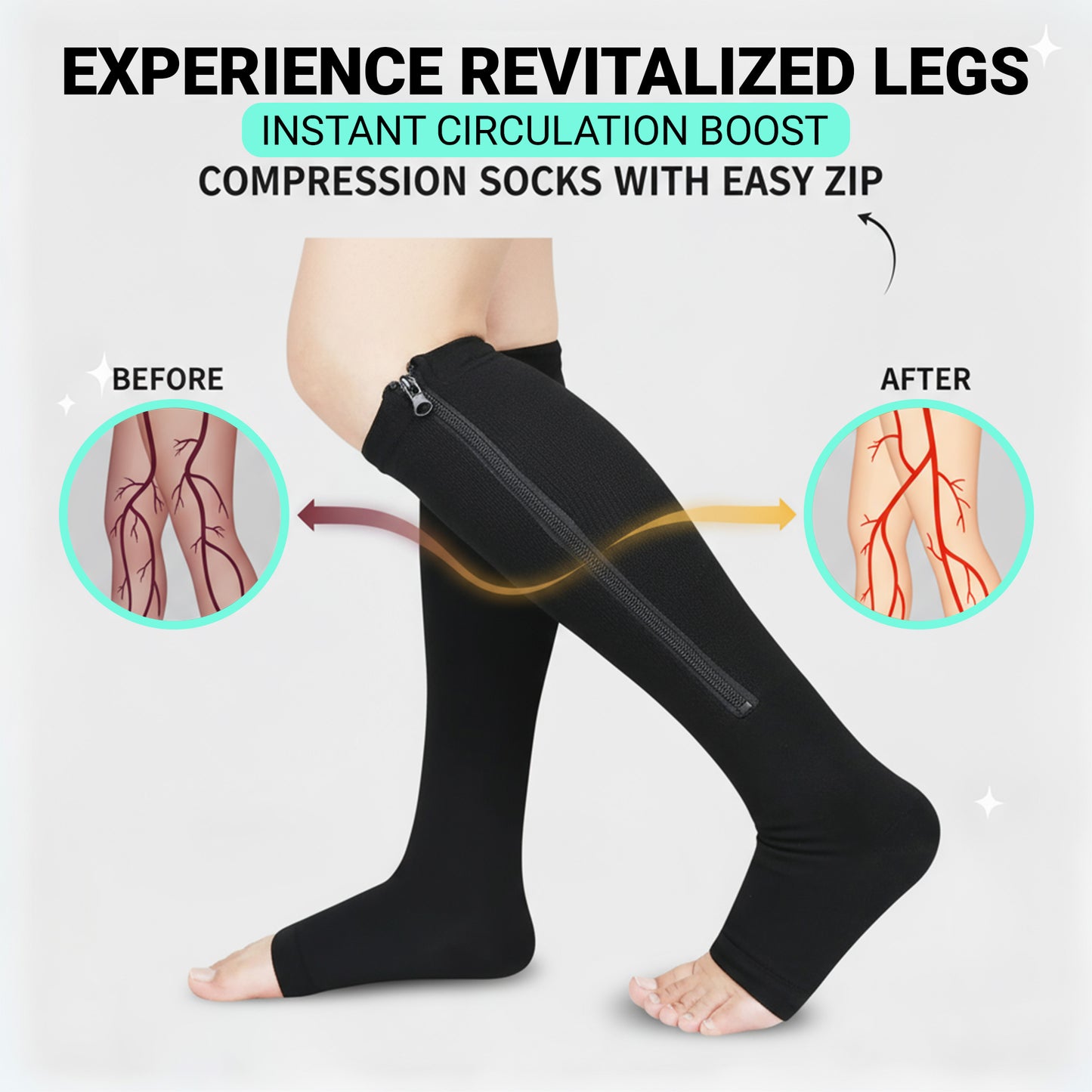 Compression Zip Socks for Nurses & Runners – Easy-On Support