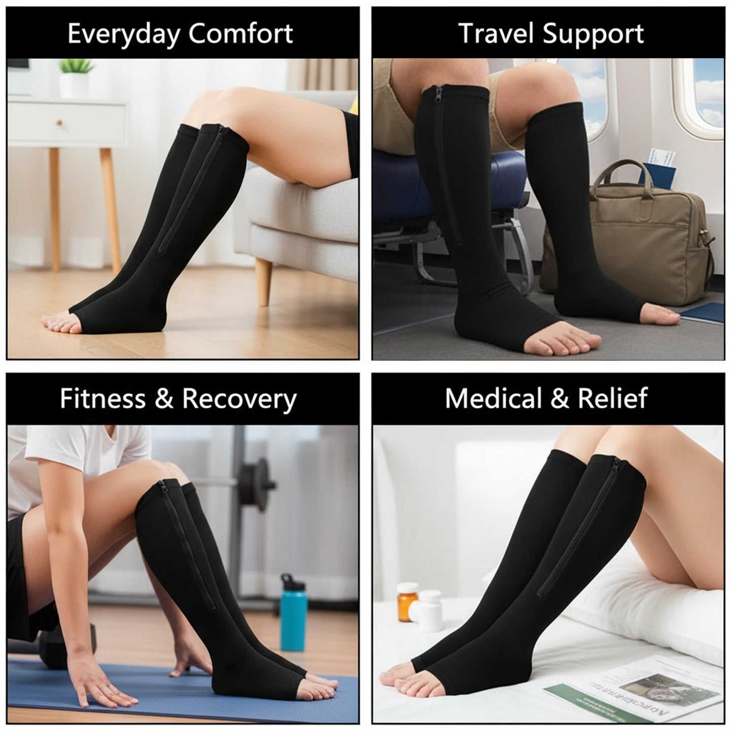Compression Zip Socks for Nurses & Runners – Easy-On Support