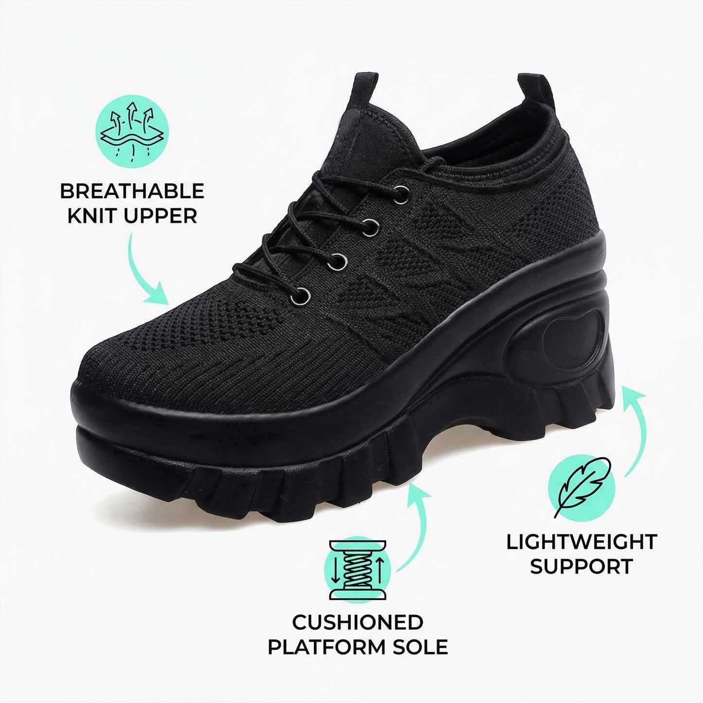 Nurse Comfort Orthopedic Shoes - Arch Support with 3-inch Height Boost Platform