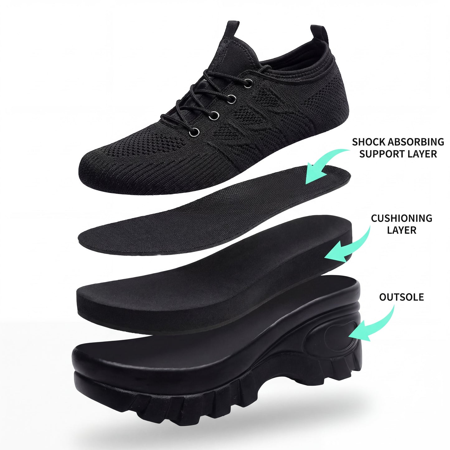 Nurse Comfort Orthopedic Shoes - Arch Support with 3-inch Height Boost Platform