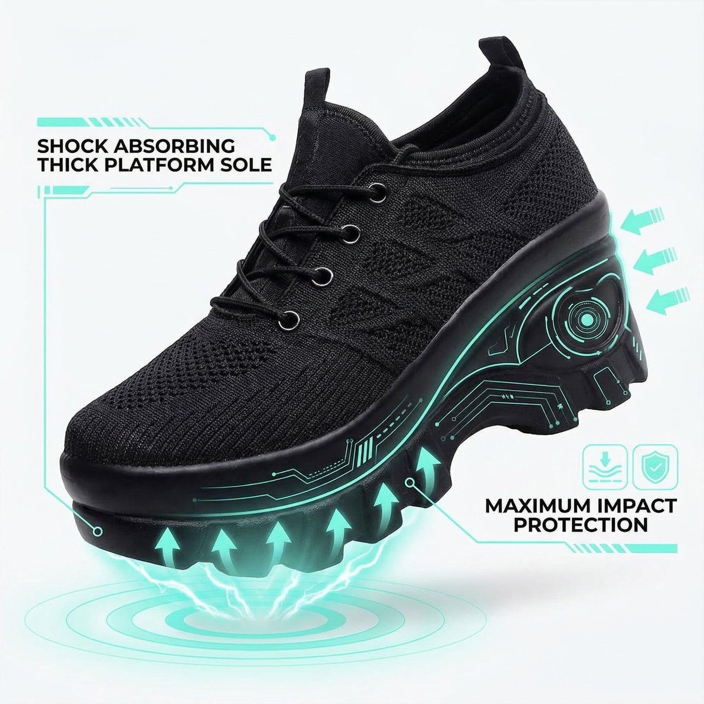Nurse Comfort Orthopedic Shoes - Arch Support with 3-inch Height Boost Platform