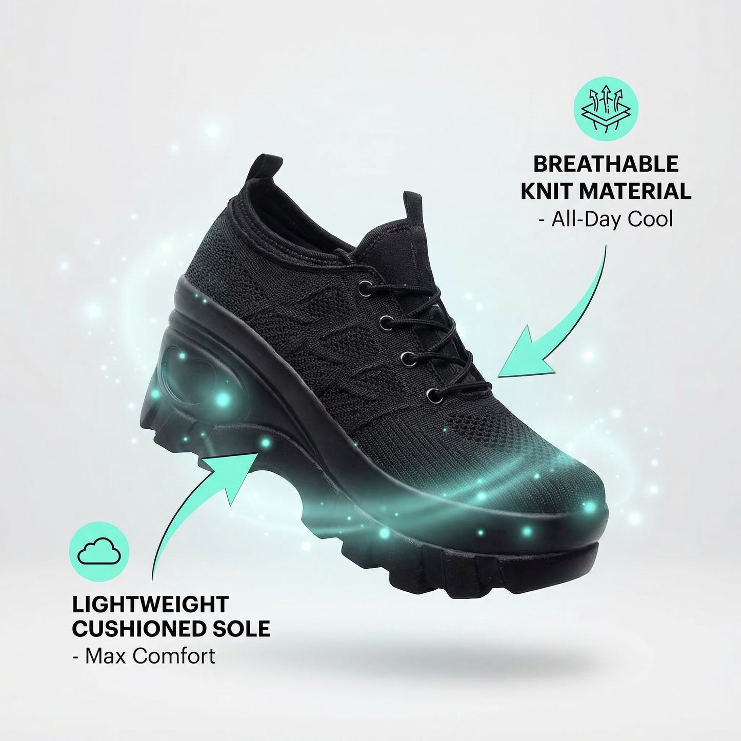 Nurse Comfort Orthopedic Shoes - Arch Support with 3-inch Height Boost Platform